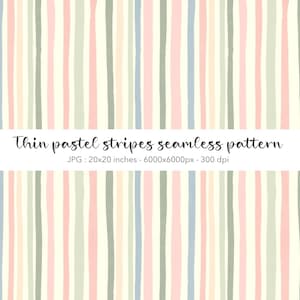 Thin Pastel Stripe Seamless Pattern, Subtle Minimalist Coordinate Digital Paper JPG