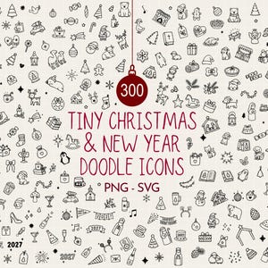 Petit gribouillage de Noël au format SVG, cliparts bohèmes pour le Nouvel An, illustration fantaisiste dessinée à la main au format PNG (graphiques numériques)