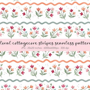 Whimsical Ditsy Floral Seamless Pattern, Cottage core Tiny Flowers Digital Paper JPG