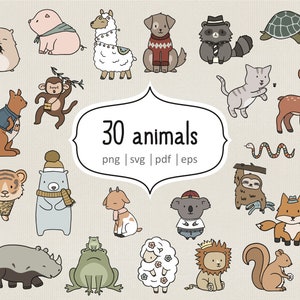 30 cute animal svg bundle cow svg turtle svg sloth svg frog svg fox png hedgehog svg pig svg llama png animal doodle sheep clipart sheep svg