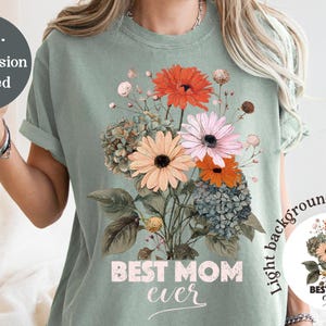 Boho Meilleure maman jamais png marguerites rétro clipart floral mama design sublimation chemise hortensia vintage tendance fête des mères esthétique botanique