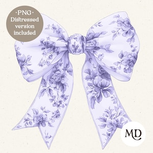 Clip Art de lazo de coqueta púrpura: Toile de Jouy Floral Chinoiserie PNG (Descarga digital)