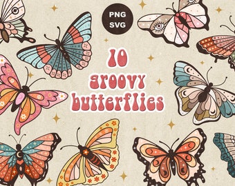 Retro butterfly svg vintage butterflies svg Hippie svg celestial svg magic butterfly svg moon butterfly clipart colorful butterfly png