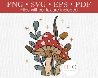 Fairycore champignon svg champignons magiques rétro svg tendance boho champignon svg champignon sublimation design amanite svg cottagecore champignon png