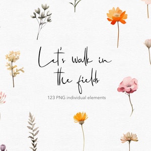 Petites fleurs sauvages png boho fleurs sauvages cliparts fleurs pressées clip-arts fichiers numériques fleurs des prés granola girl esthétique Cottagecore