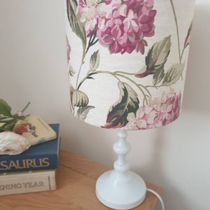 Handmade lampshade 20cm in Laura Ashley Pink Natural Hydrangea fabric