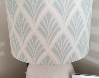 Handmade lampshade 40cm in Laura Ashley Florin Art Deco Fabric - Duck Egg Blue