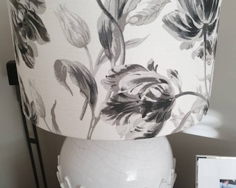 Handmade lampshade 40cm in Laura Ashley Gosford Fabric - Charcoal Grey Monochrome
