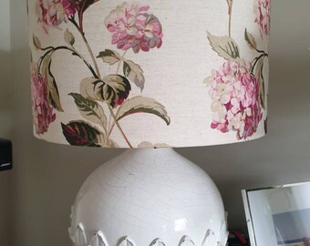 Handmade lampshade 40cm in Laura Ashley Hydrangea Fabric - Pink & Natural