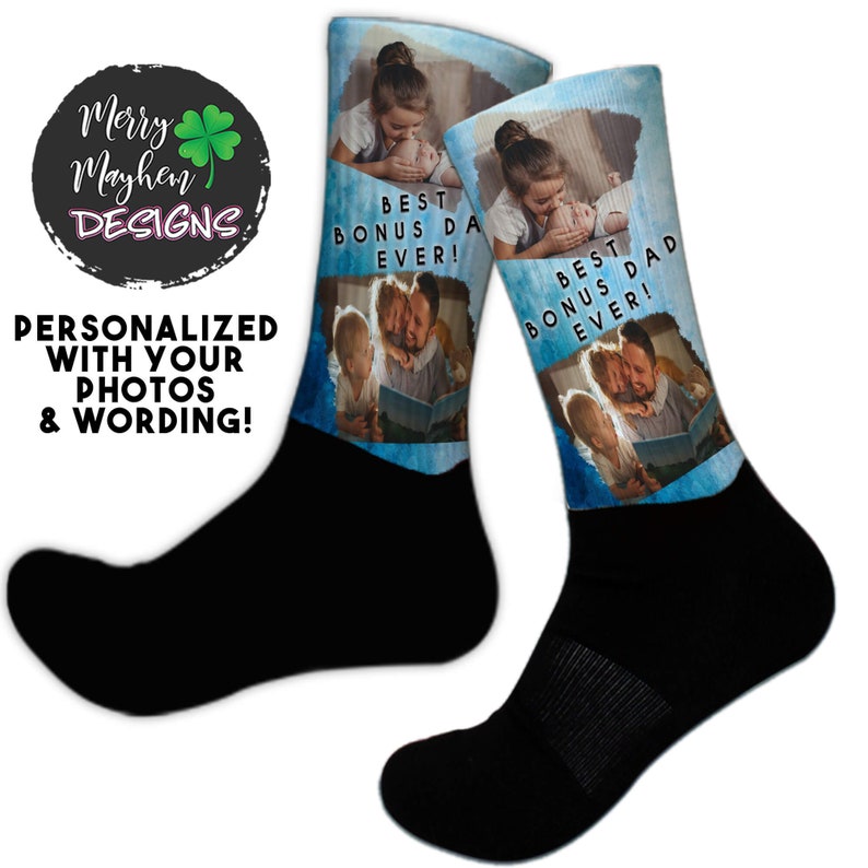 Sock Gift from Stepmom Stepdad Gift Step Father Gift from daughter Customized step dad gift Step father gift Custom Photos Socks Gift