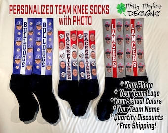 Customized Knee High Socks with Photo, I LOVE MOM, Softball Senior Night Gifts, Custom Baseball Face Socks, Senior Gifts Team, Mother's Day