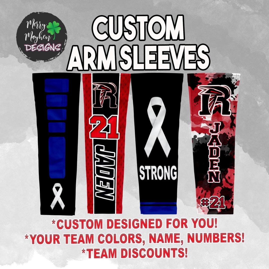 CUSTOM Baseball Arm Sleeve, Softball Arm Sleeves, Custom Sports Logo Mascot Arm Guard