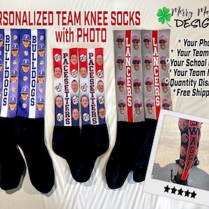 Personalized Baseball Knee High Socks, Softball Knee Socks, Custom School Knee Highs, Customized Picture Knee High Sock,  I LOVE DAD, #1 Dad