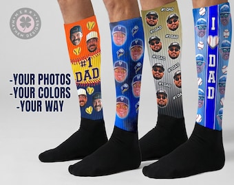 Custom Face Socks – Personalized Knee-High Socks for Baseball & Softball Teams
