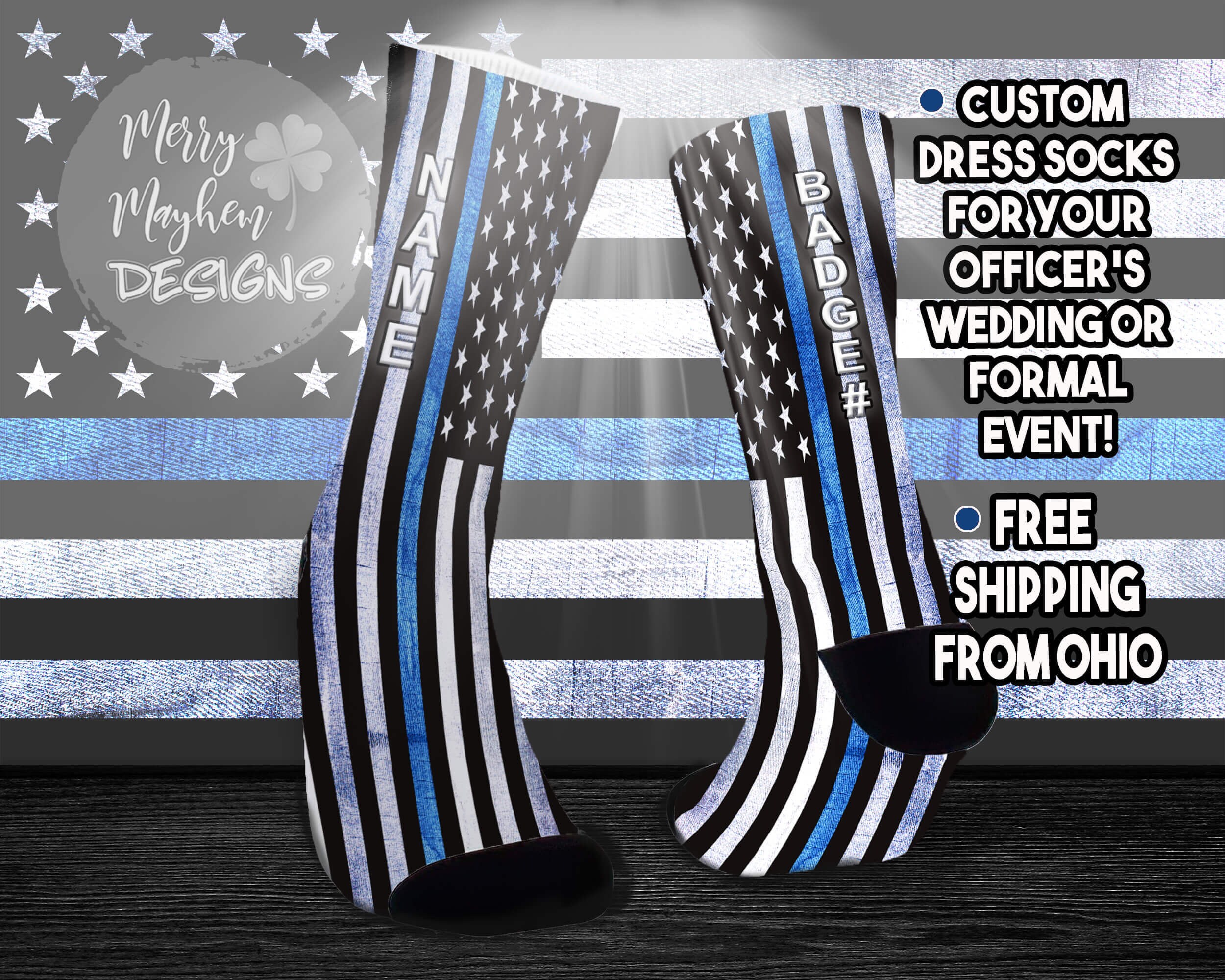 Personalized Thin Blue Line Flag Dress Socks for Groom Groomsmen, Customized Police Socks, Wedding Socks for Officers Law Enforcement Cops Personalized Thin Blue Line Flag Dress Socks for Groom Groomsmen, Customized Police Socks, Wedding Socks for Officers Law Enforcement Cops