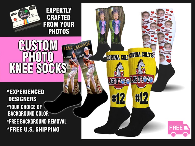 Custom Face Custom Knee-High Socks for Softball and Baseball Teams Ideal for Mother's and Father's Day Tournaments Softball Dad Face Sock afbeelding 3