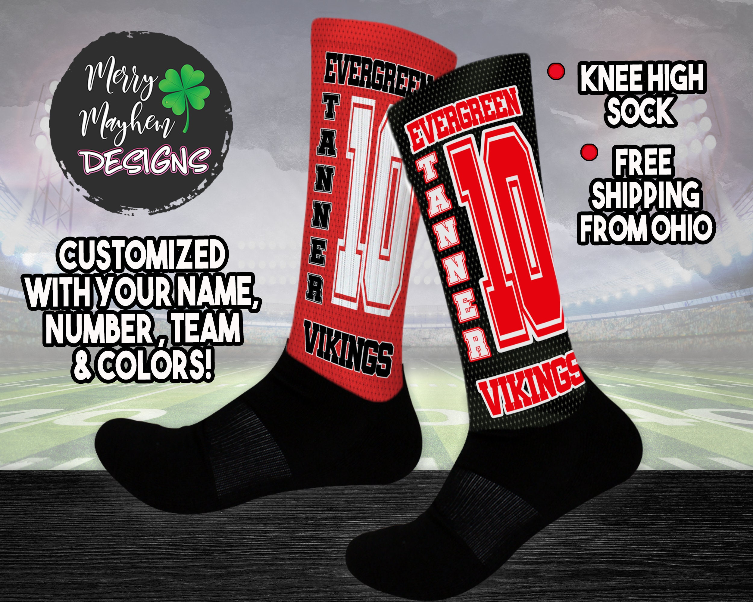 Personalized Football Knee High Socks Womens Knee Socks Etsy