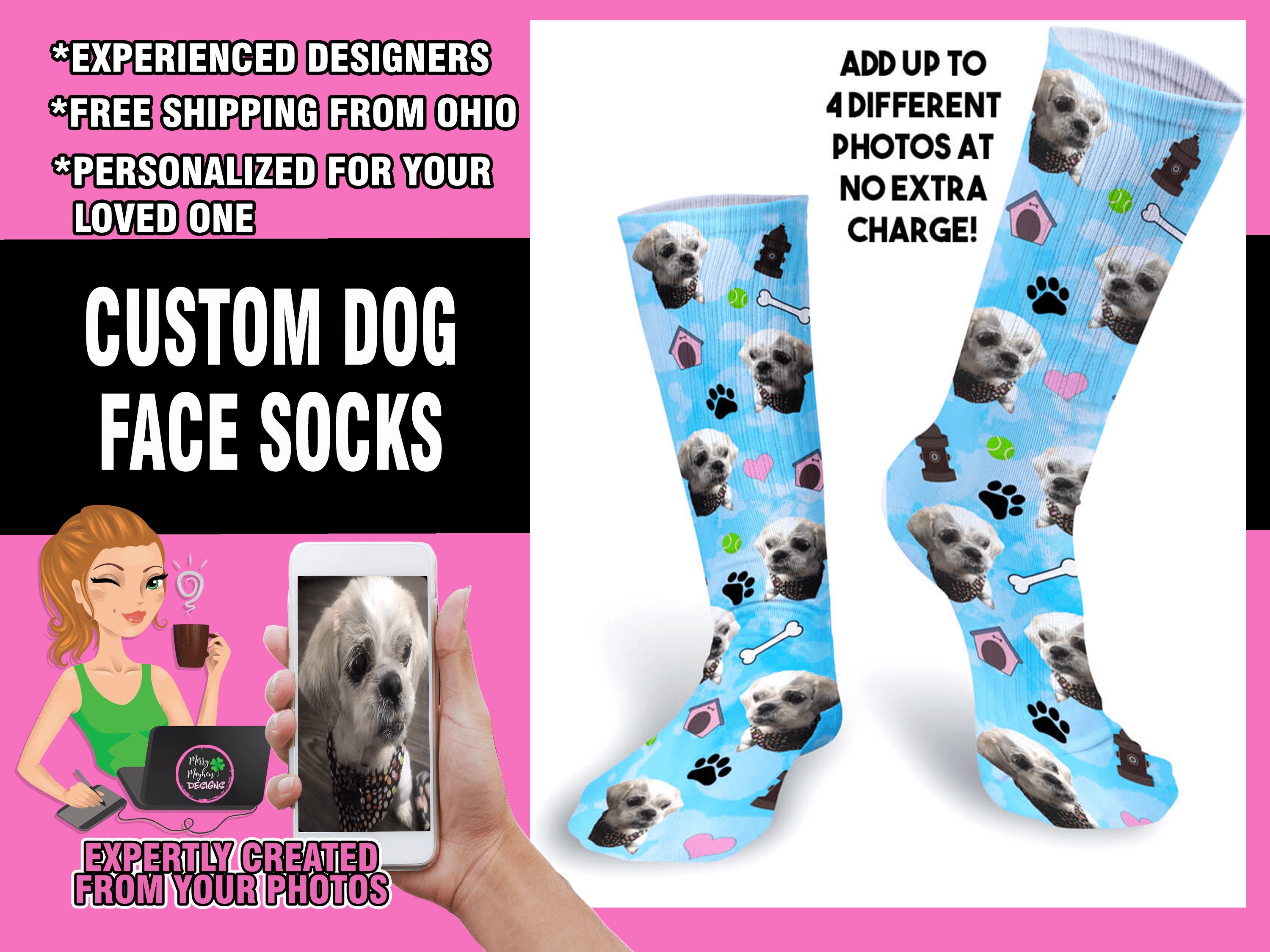 Custom Dog Face Socks Boxer Dog Weiner Dog Gifts Dog Face Etsy UK