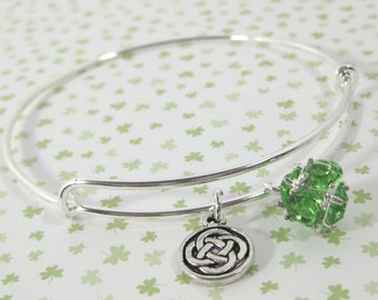 Pulseira com nó celta/joias irlandesas/pulseira do dia de São Patrício/pulseira verde