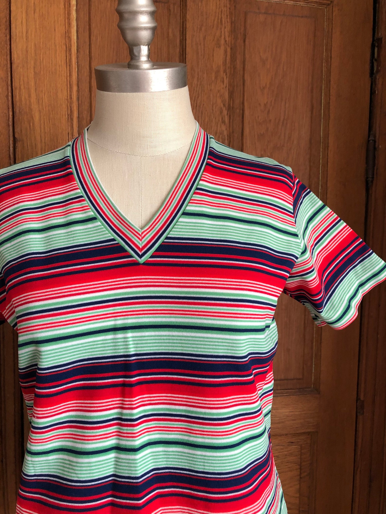 Vintage 70s Kmart Striped Pullover Shirt 1970s V-neck Blouse | Etsy