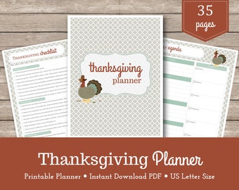 Printable Thanksgiving Planner | Thanksgiving Dinner Checklist| Thanksgiving Preparations | Stress-Free Thanksgiving | Thanksgiving Menu