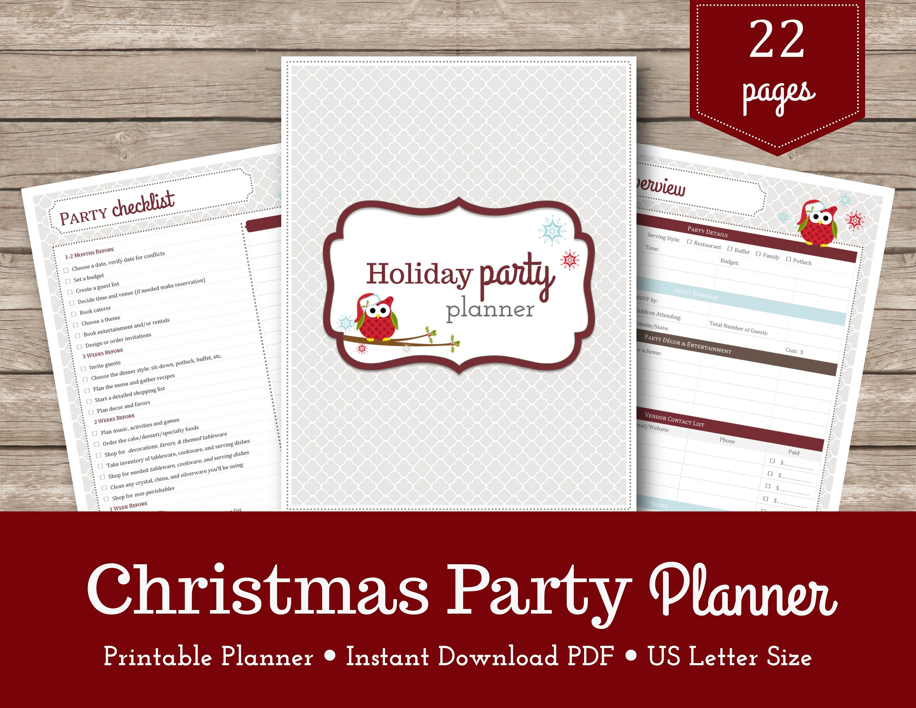 Printable Christmas Party Planner / Party Checklist / Party Etsy