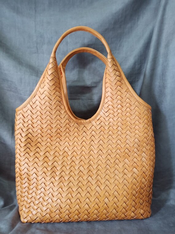 Italian Woman Leather Bag Woven Leather Tote Woven Leather Bag Dark Brown Leather Bag Shopper LUCIA LEATHER Handbag Soft Leather Bag