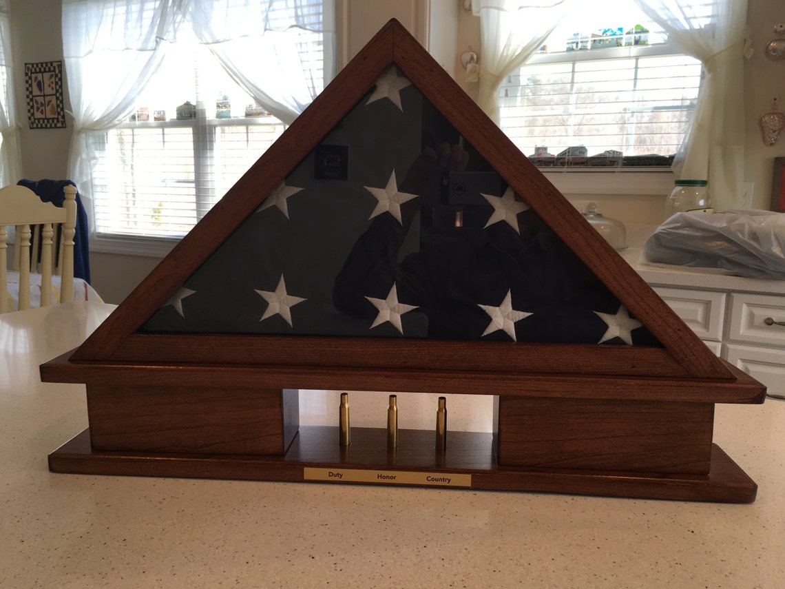 Flag Display Case with Inset and Centered Shell Casings with Etsy