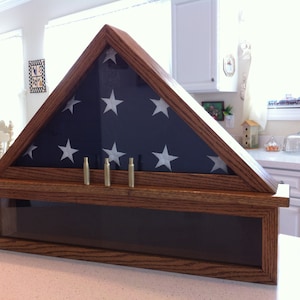 Memorial Flag Display Case with Shell Casings and Medals Section
