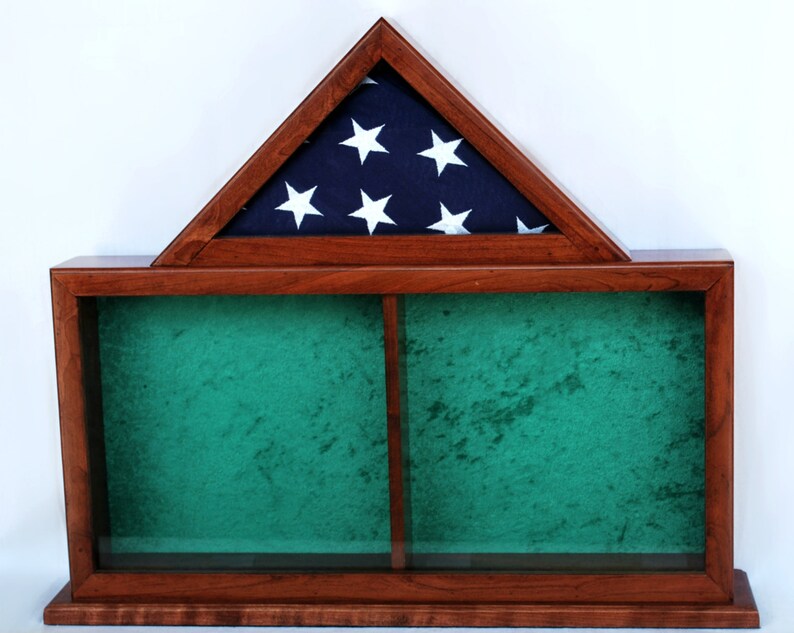 Military flag display case with memorabilia section Etsy