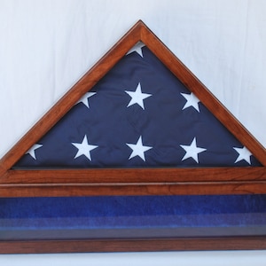 memorial military flag display case with medals section