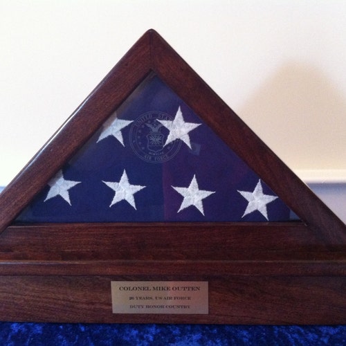 Memorial Flag Display Case With Etched Seal Etsy