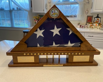21 Gun Salute Flag Display Case with Maple Inlay