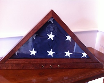 5 x 9.5 Memorial Flag Display Case w/ Embedded Shell Casing Holes