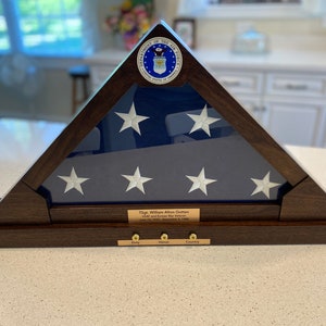 Flag Display Case with Embedded shell casings; Maple Inlay; Service emblem