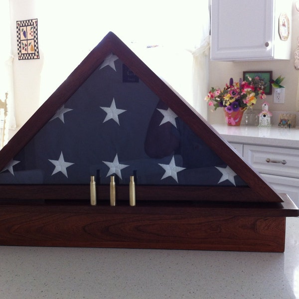 Memorial Flag Display Case with shell casings