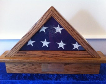 Retirement Flag Display Case w/ Etched Military Seal
