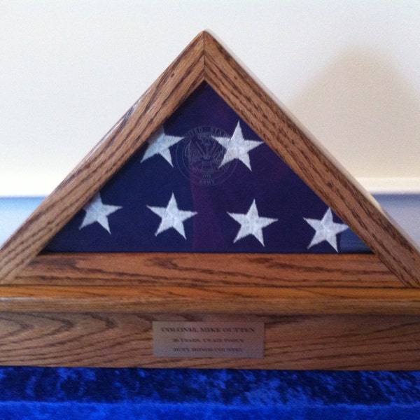 Retirement Flag Display Case w/ Etched Military Seal