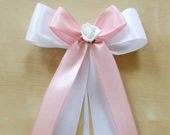 10 Kirchenschleife weiß rosa Hochzeit Autoschmuck Herz Efeu Kirchenschmuck