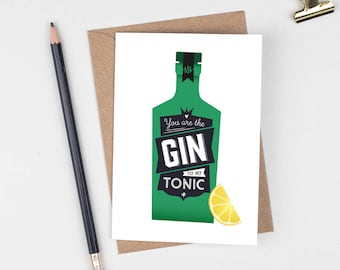 Gin & Tonic Valentine Card: Retro Love Pun