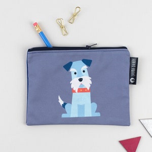 Schnauzer Storage Bag, Cute Dog Pencil Case, Minimalist Canvas Zipped Bag, Gift For Dog Lover, Doggy Gift, Made In The UK image 1