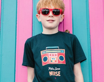 Boombox kids tshirt, Ghetto blaster hip hop organic cotton eco top