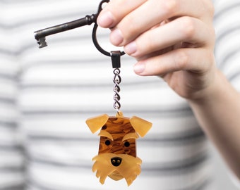 Porte-clés Airedale Terrier brun pour chien