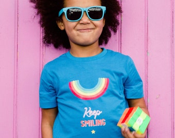 Rainbow t-shirt for children, Smile organic eco-friendly top