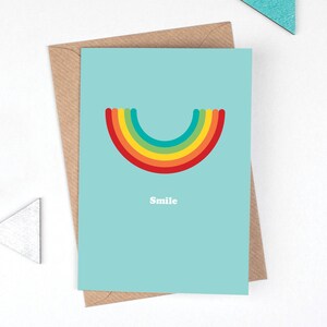 Carta di isolamento retrò "Blooddown" con sorriso arcobaleno