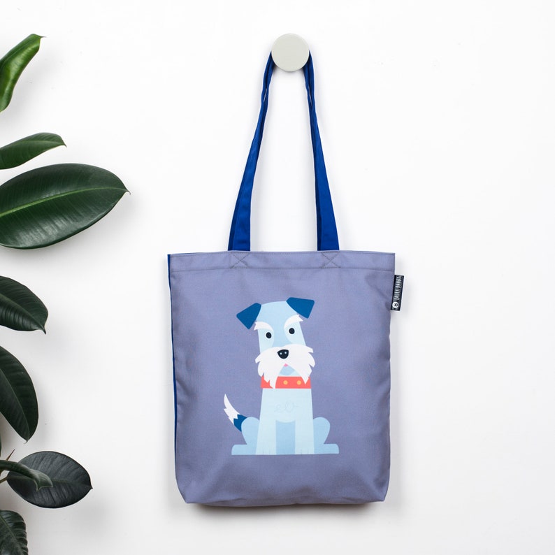 Schnauzer Dog Canvas Tote Bag, Strong shoulder bag, Pet lover gift, Shopping Bag, Christmas gift image 5