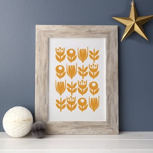 Retro Scandinavian Print, Flower Pattern Poster, Mid Century Print, Geometric Plant Prints, Vintage Floral Print, Retro Prints Wall Art