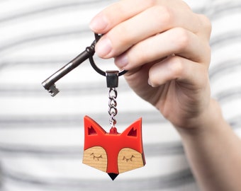 Fox Acrylic & Wood Keyring