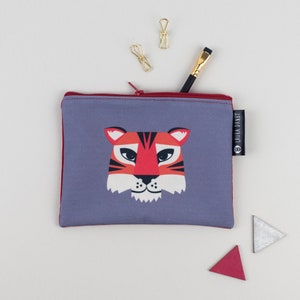 Monedero con estampado de tigre, estuche contemporáneo con gato colorido, bolso con cremallera de lona estampada, regalos de grandes felinos, ecológico, animal de la selva