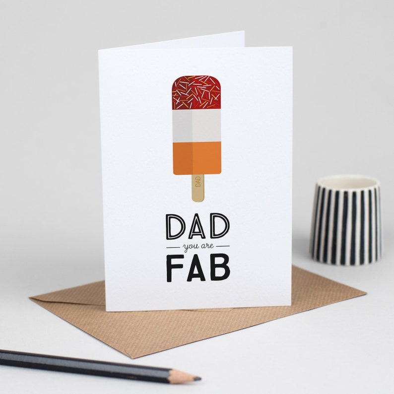 Retro Father's Day Card, Dad You Are Fab, Lollipop pun, Love card for Daddy image 1